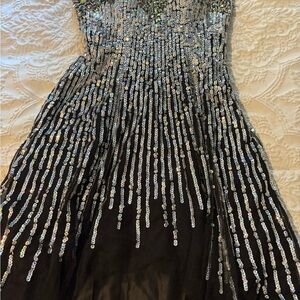 Elegant Black and Silver Sequin Dress